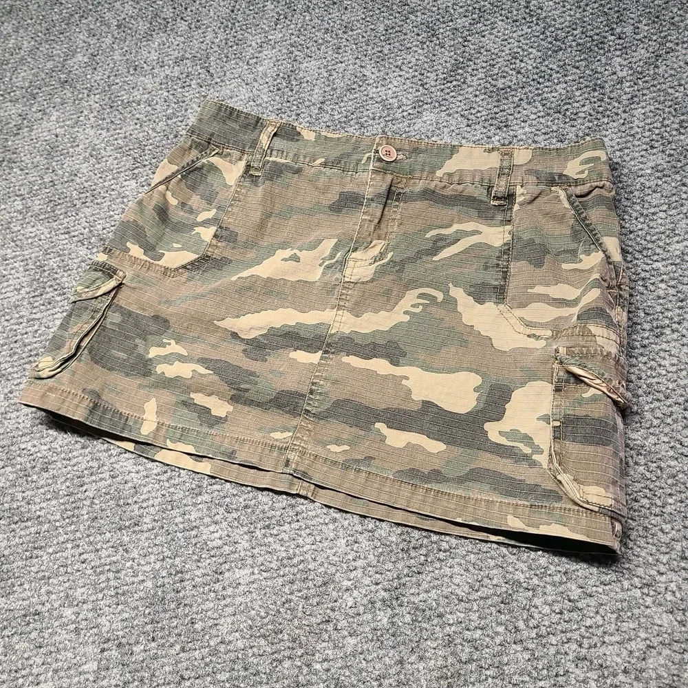 Y2k Nori Camo Cargo Mini Skirt Sz 9 Green Camouflage Streetwear Utility